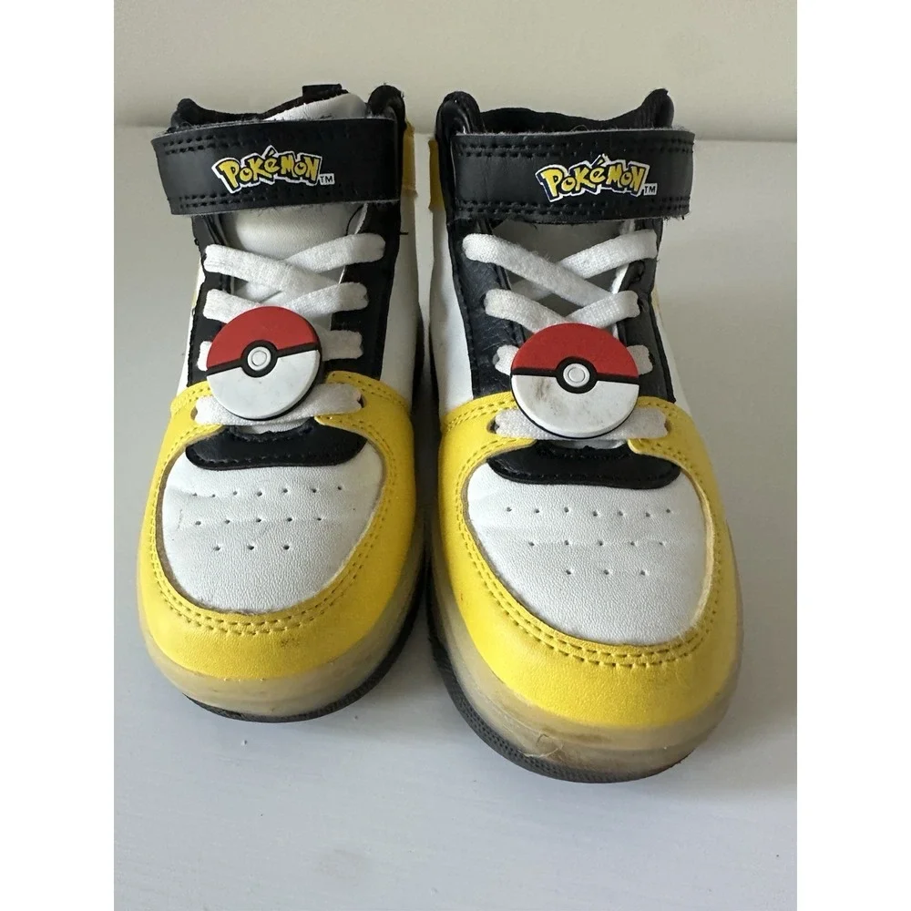 Pokémon Pikachu Pokeball Toddler High Top Sneakers Yellow Black US Size 7